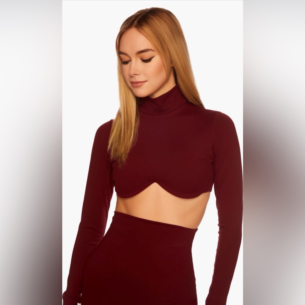 Susana monaco Underwire Mock Neck Crop Top